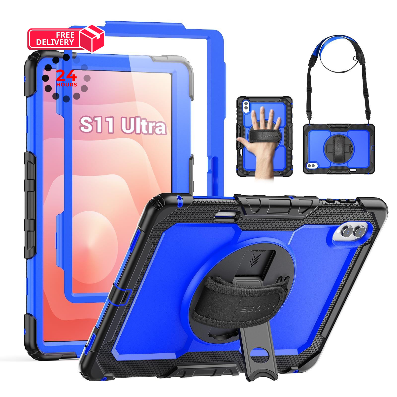 SEYMAC Case for Samsung Galaxy Tab 14.6 Inch - S11 Ultra, Black / Dark Blue