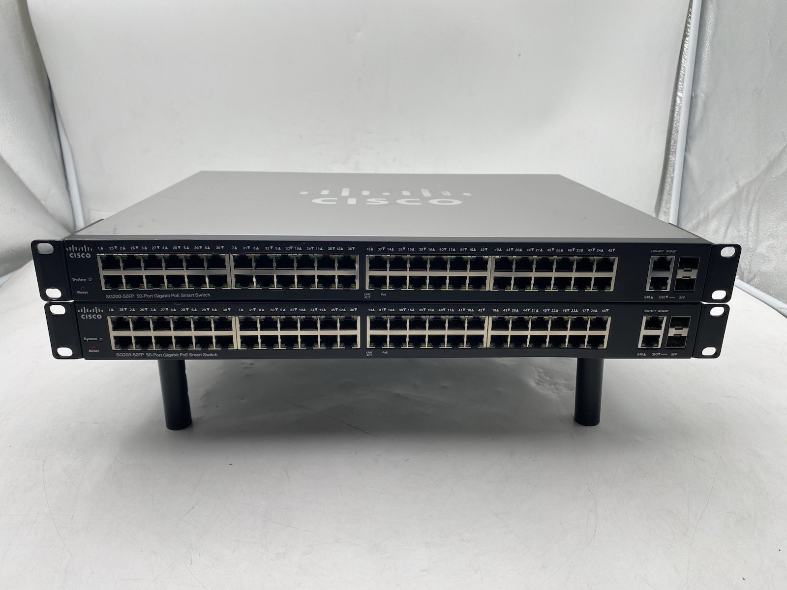 Lot of 2 Cisco SG200-50FP 50-Port Gigabit Poe Smart Switch
