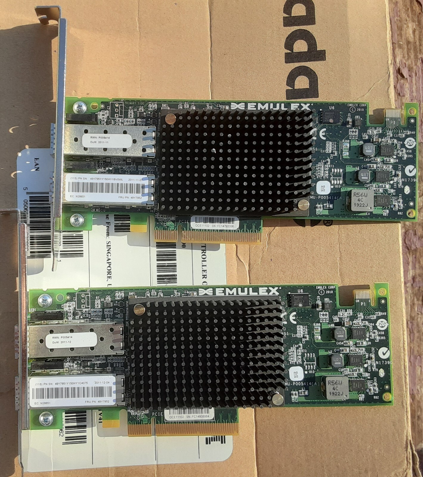 Lot of 2 IBM Ethernet Virtual Fabric Adapter II High Profile Bracket - 49Y7951