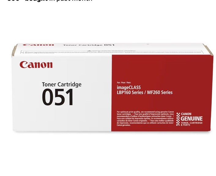 Canon 051 Black Toner Cartridge, 2168C001