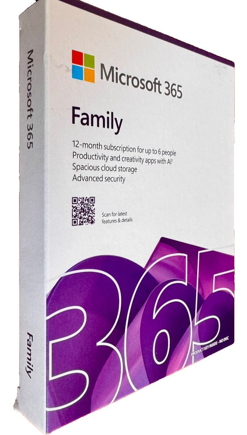 Microsoft 365 FAMILY 1-Year Subscription – Genuine Retail BOX Product Card APAC
