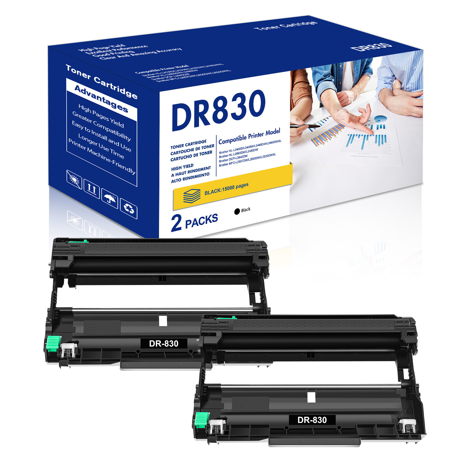 1-4PK DR830 Drum Compatible With Brother TN830 MFC-L2900DW HL-L2865DW