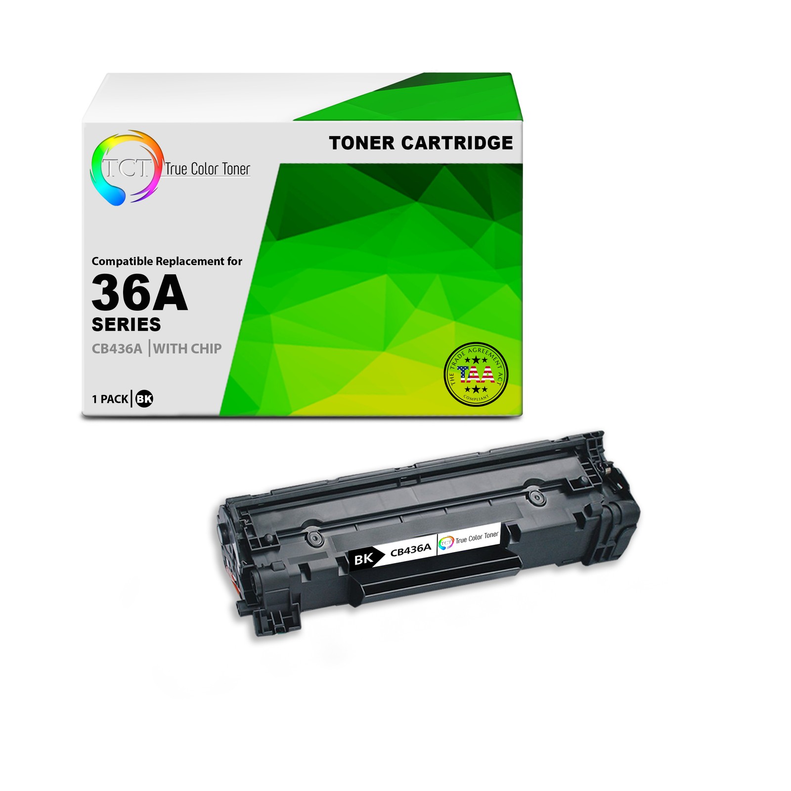 TCT CB436A TAA Compliant Toner Cartridge Replacement for HP CB436A - 36A