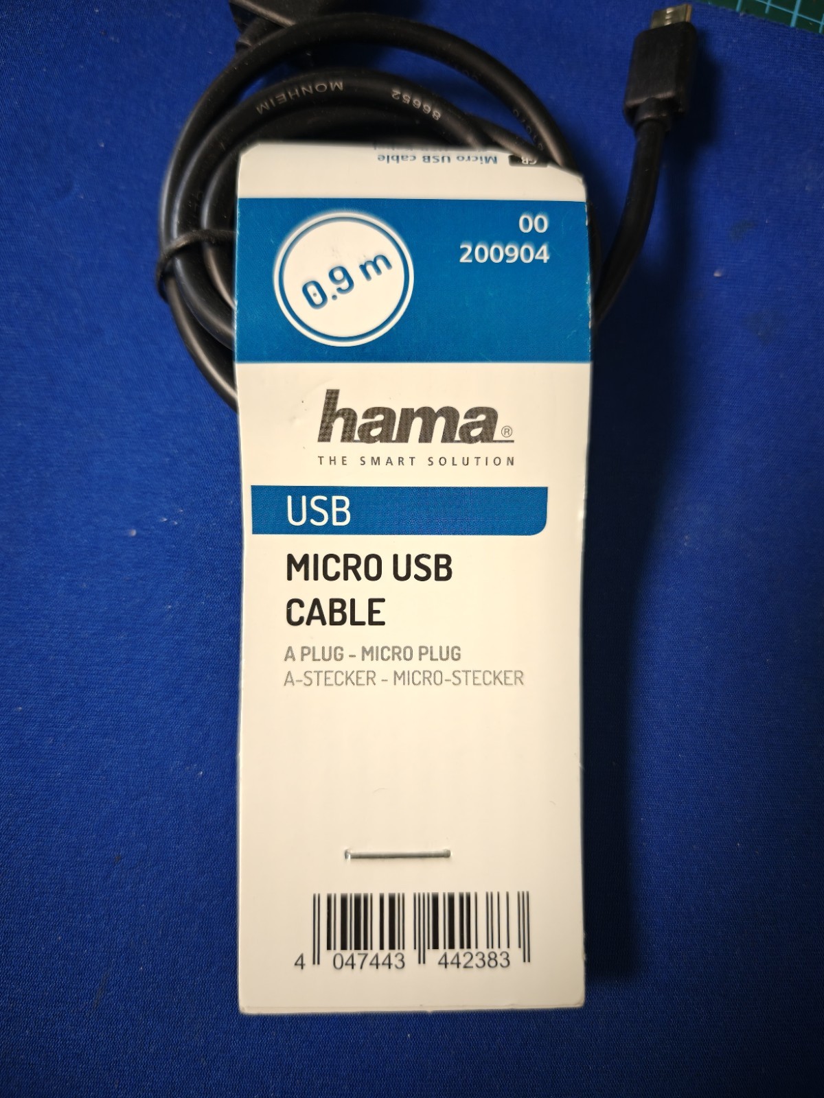 Hama USB microUSB-B/USB-A 2.0 M/M cable 0.9 m black New 00200904