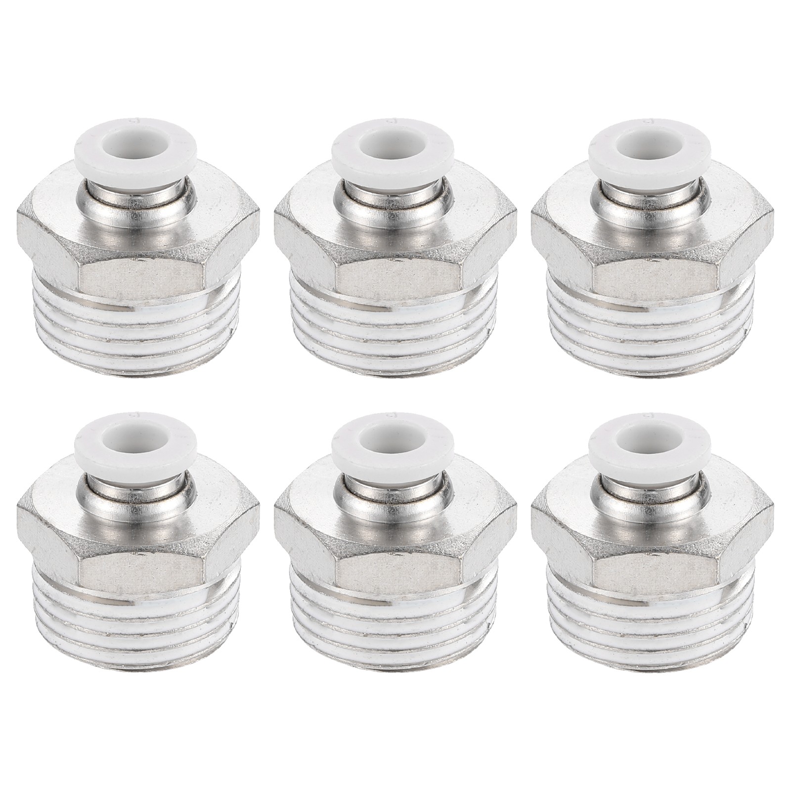 6Pcs Pneumatic Fitting, 6mm Tube OD x 1/2" NPT Push to Connect Pneumatic Fitting