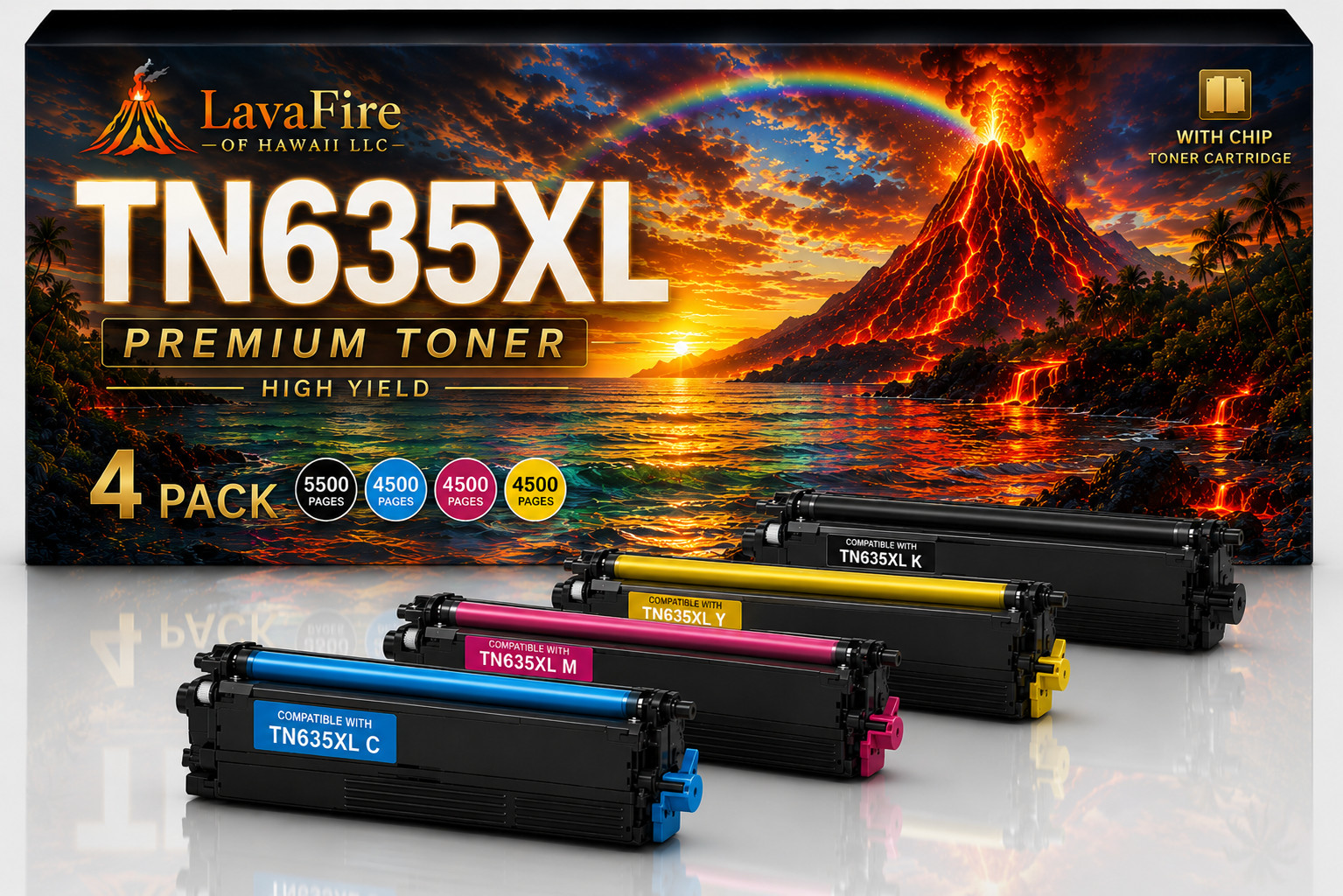** NEW Brother Toner | TN635XL / TN635 | Black / Color | Compatible | 4-Pack