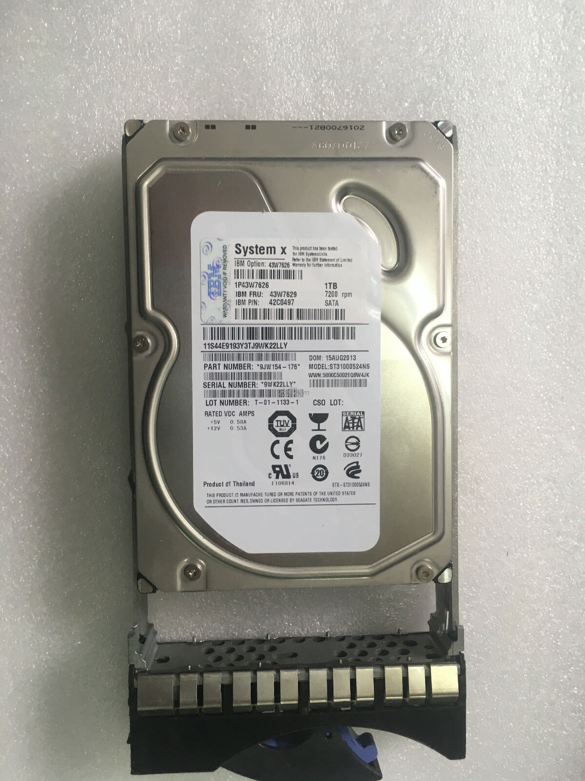 IBM Festplatte 43W7629 1TB 7.2K K 43W7626 Sata 3GB 42C0497 Server Hard Drive HDD