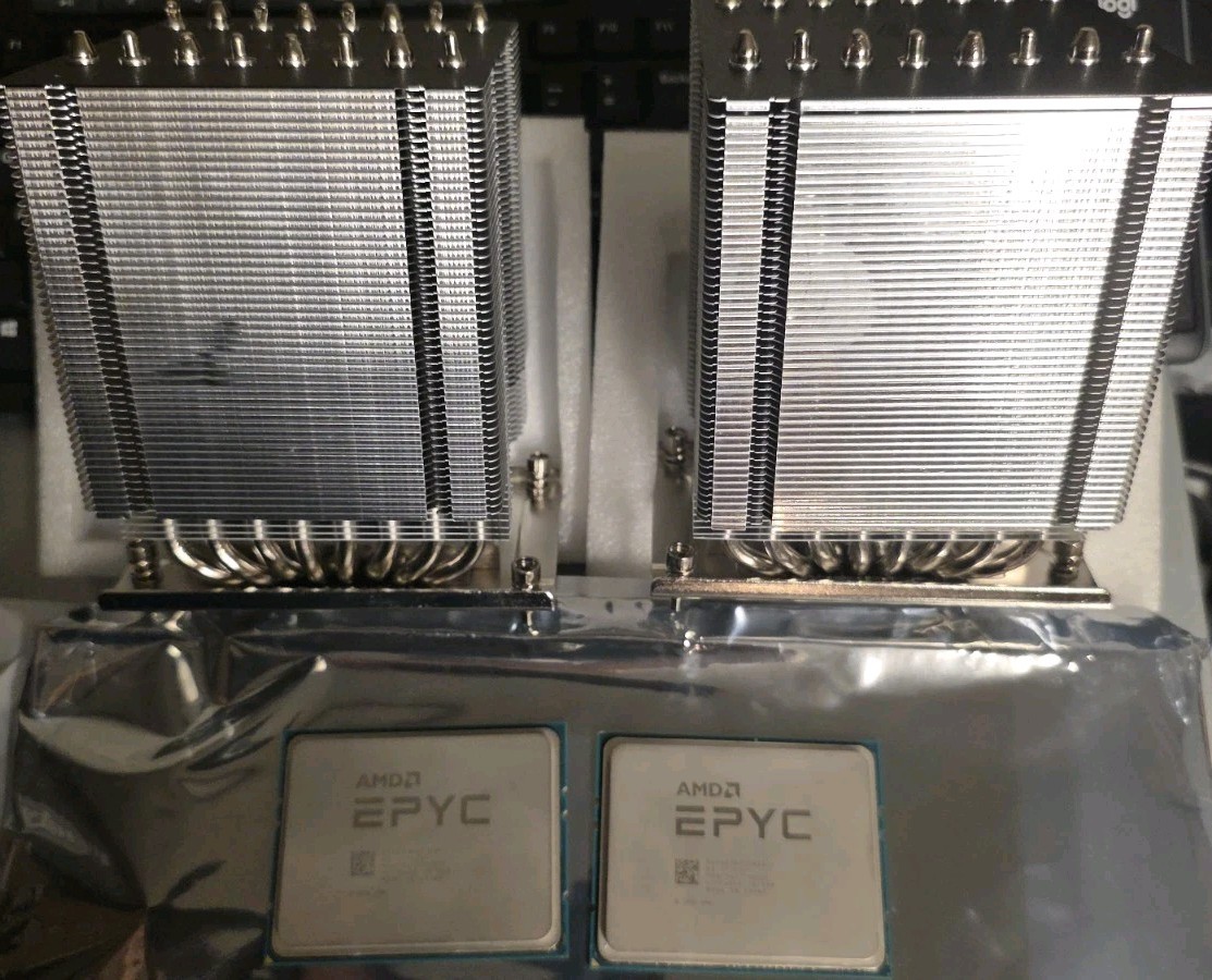 Pair ID-COOLING A8-SP3 CPU Heatsink Coolers and AMD EPYC 7601 32 Core Processors