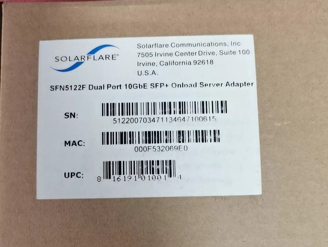 NEW LENOVO SF5122F DUAL 10GBE SFP ONLOOKERS SOLARFLARE SFP+ SERVER ADAPTER