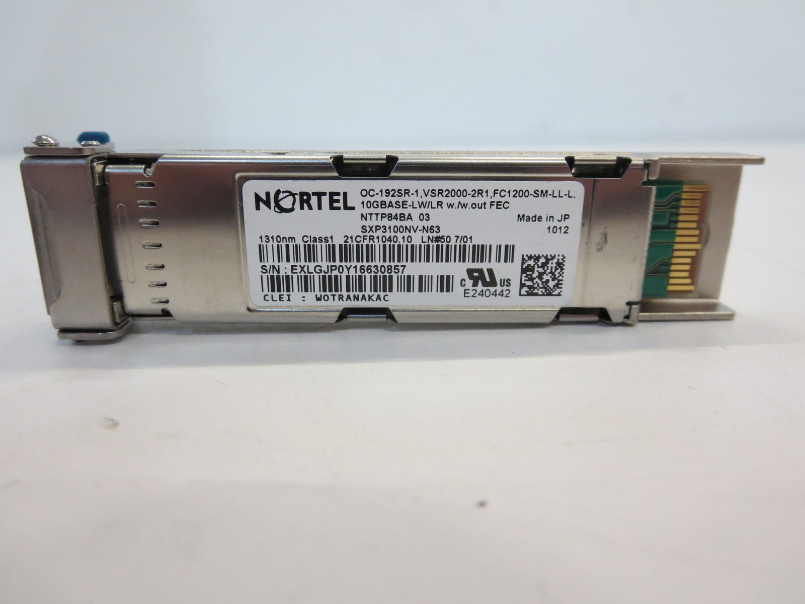 Nortel NTTP81BA 03 10GB BASE-LR LW 1310nm XFP Transceiver - Lot of four (4) pcs