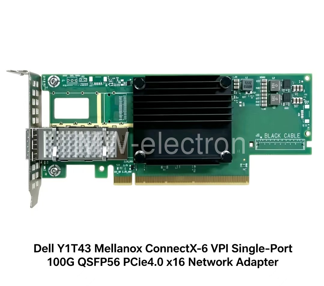 Y1T43 DELL Mellanox ConnectX-6 100Gb QSFP56 Single Port VPI HDR QSFP Adapter