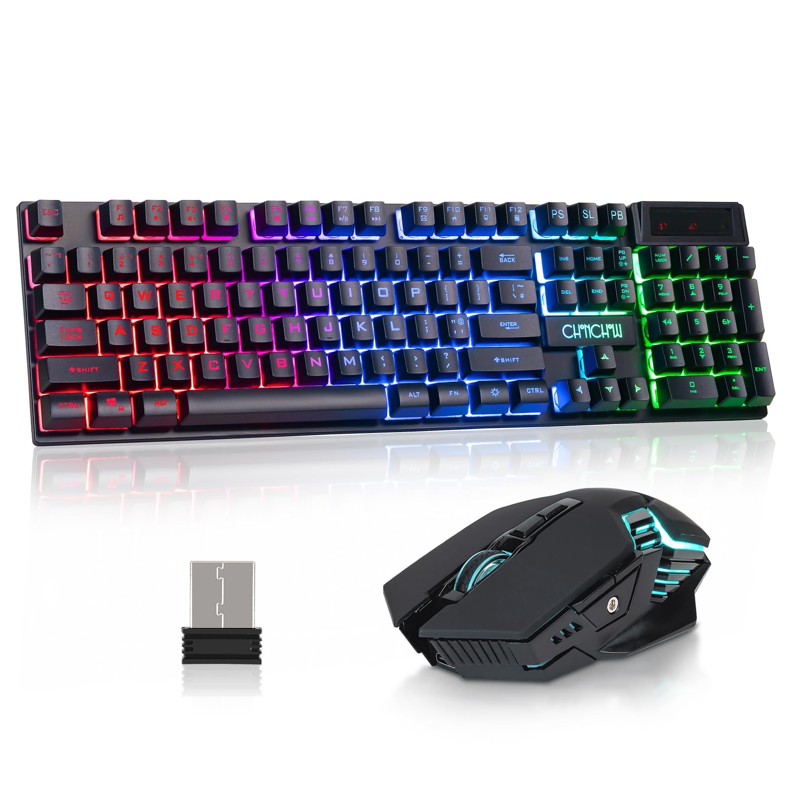 CHONCHOW USB Wireless Gaming Keyboard and Mouse Combo, RGB Backlit, 2.4GHz | ...