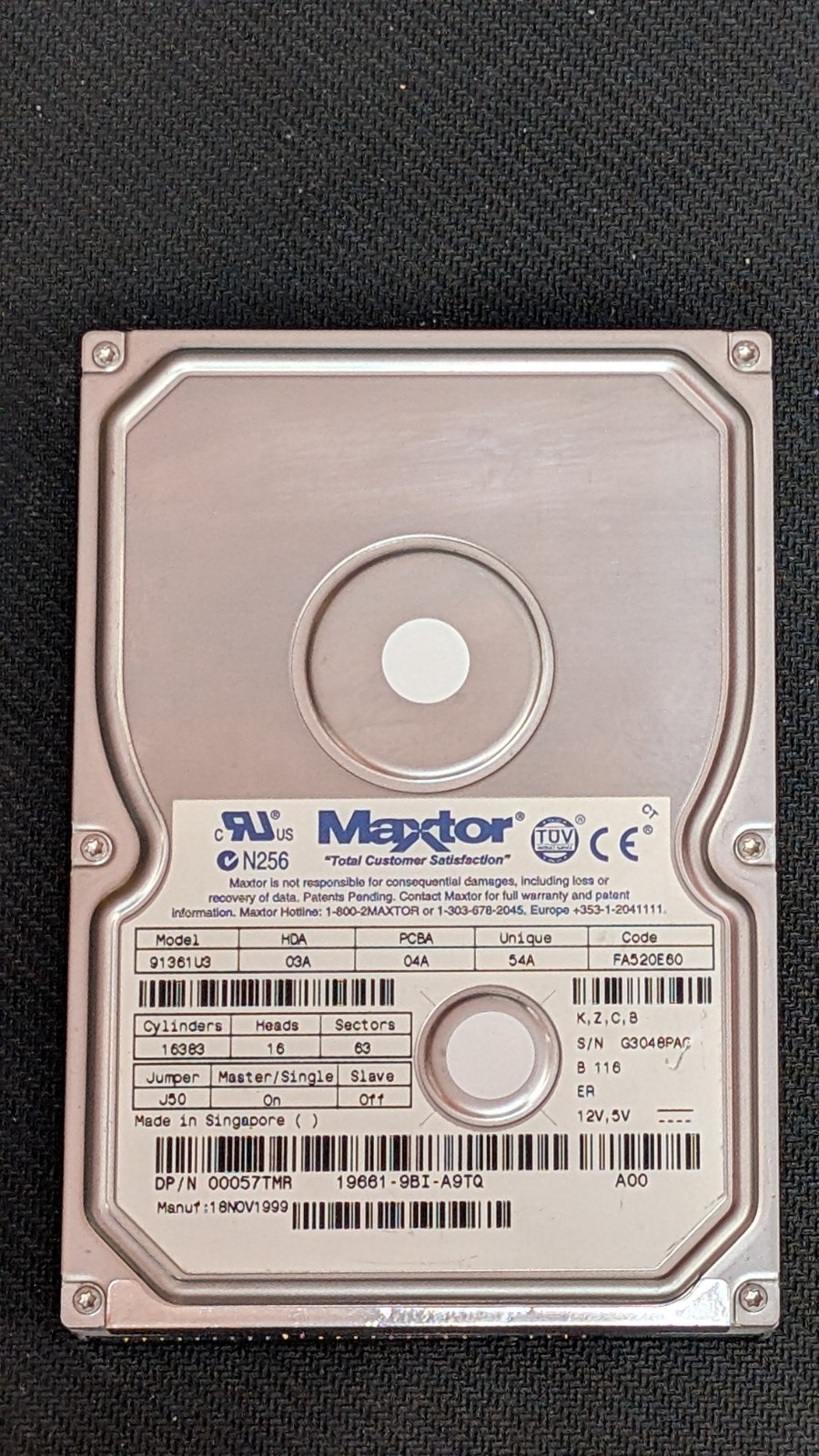 TESTED IDE 3.5" Maxtor 91361U3 13.6GB Drive