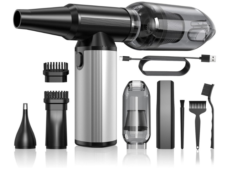 Plumero aire comprimido 2en1 soplador aspirador 180W 6000mAh 3 niveles limpieza,