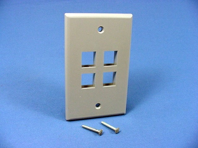Leviton 41080-4GP Gray 1-Gang 4-Port Unbreakable Nylon Standard Wallplate Cover