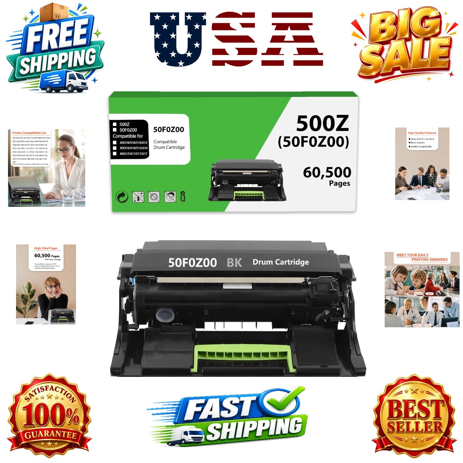 50F0Z00 Imaging Unit Compatible for Lexmark 50F0Z00 Imaging MS610dn 500Z 500Z...