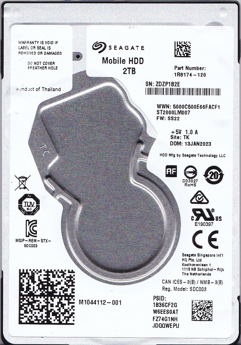 ST2000LM007 pn: 1R8174-120 s/n: ZDZP SS22 2023 2TB SATA 2.5 SEAGATE BAD SECTORS