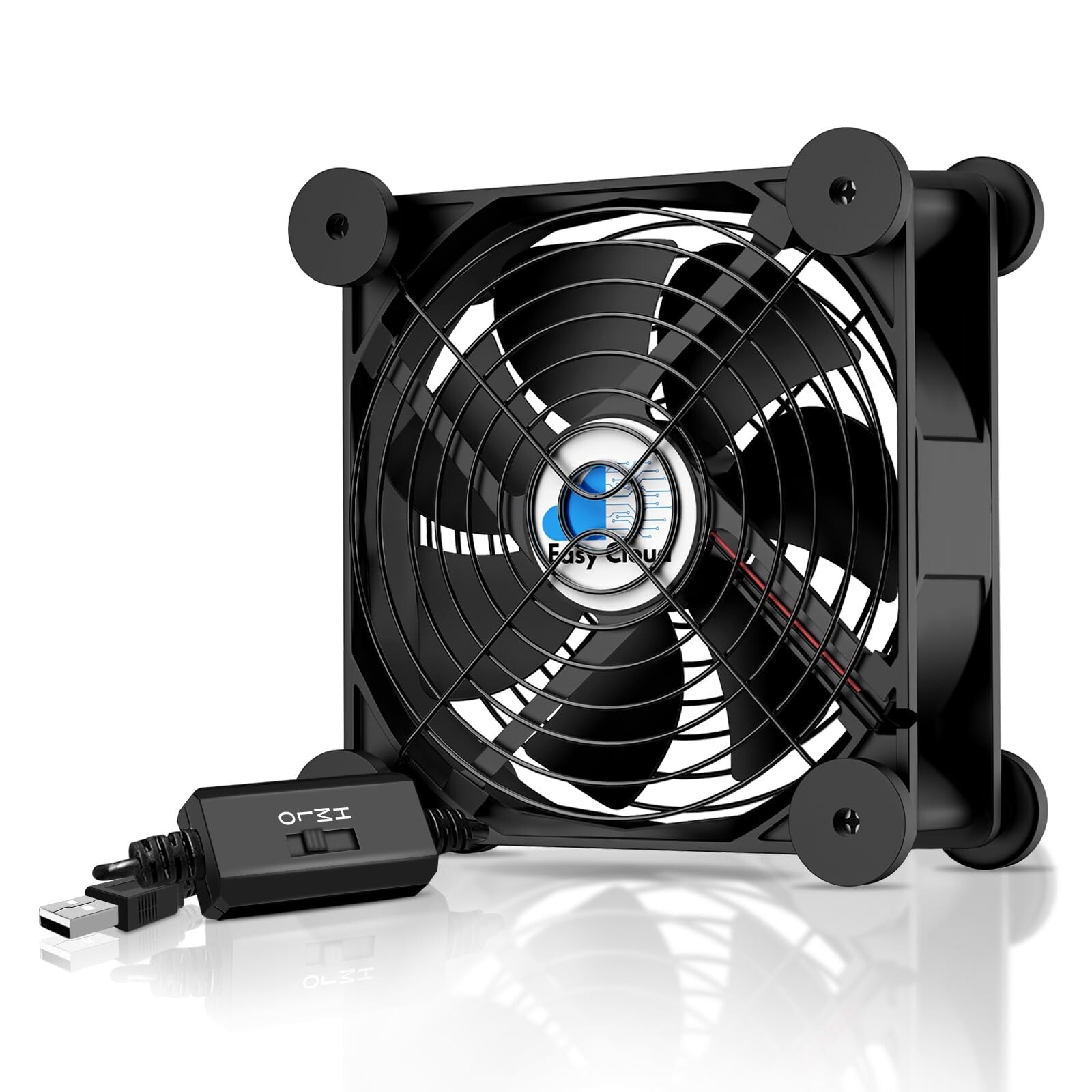 120mm USB Fan, USB Computer Fan with 3 Speed Switch 5V USB Powered 2000 RPM 1...