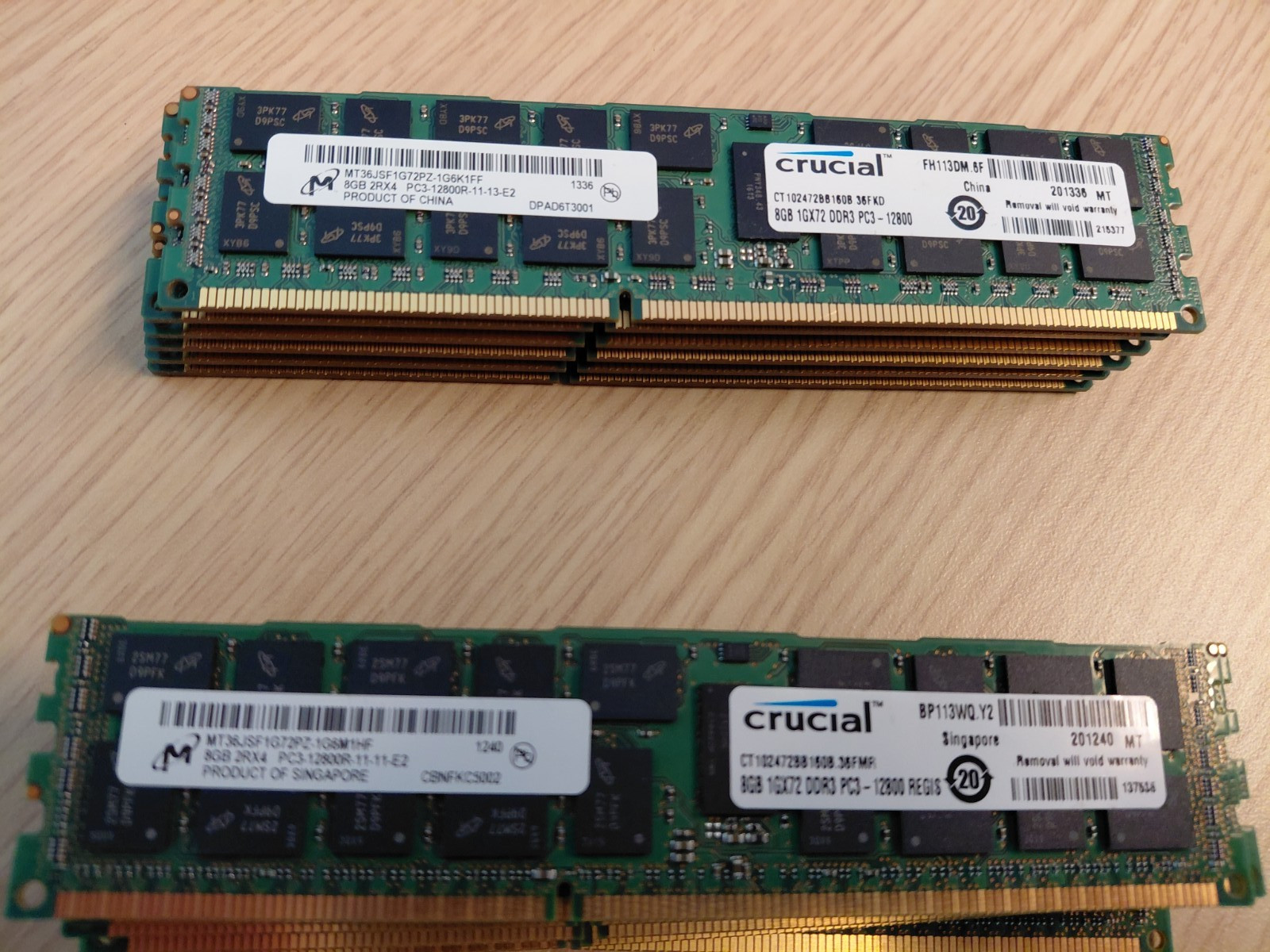 MICRON Crucial 8GB 2Rx4 PC3-12800R MT36JSF1G72PZ-1G4M1HF Server Memory RAM