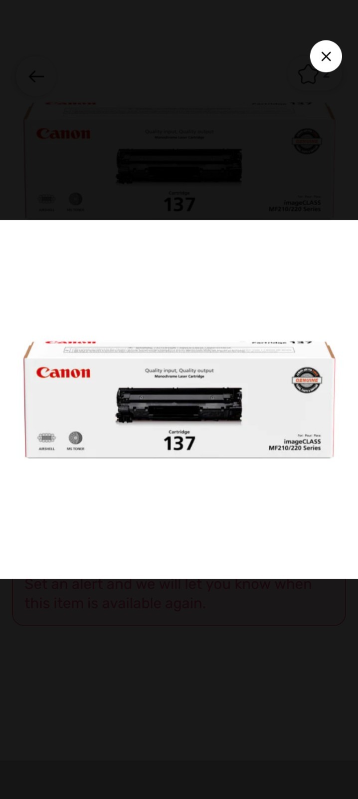 Canon Cartridge 137 Monochrome Laser Cartridge (Original) - OPEN BOX NEVER USED™