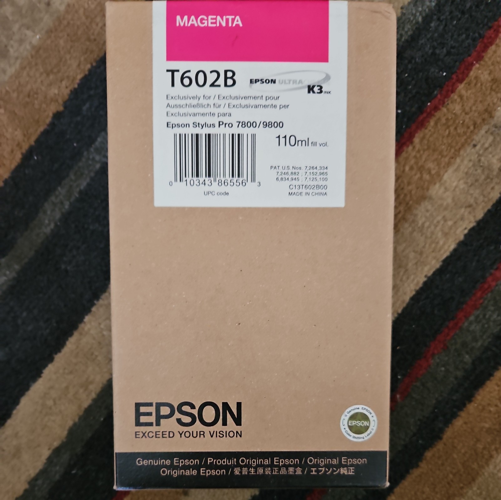 2016 GENUINE EPSON T602B MAGENTA INK STYLUS PRO 7800 9800 FACTORY SEALED