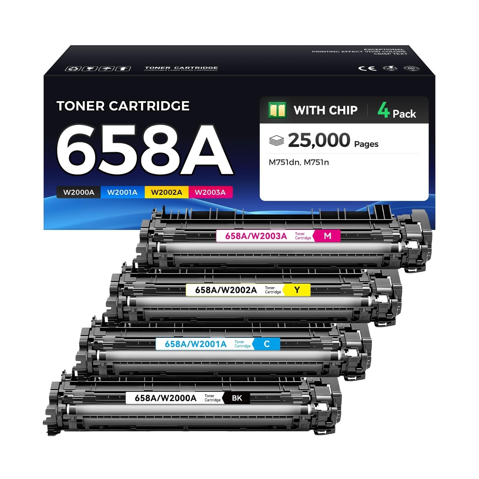 658A Toner Cartridge Set 4-Pack Replacement for HP 658A W2000A W2001A W2002A ...