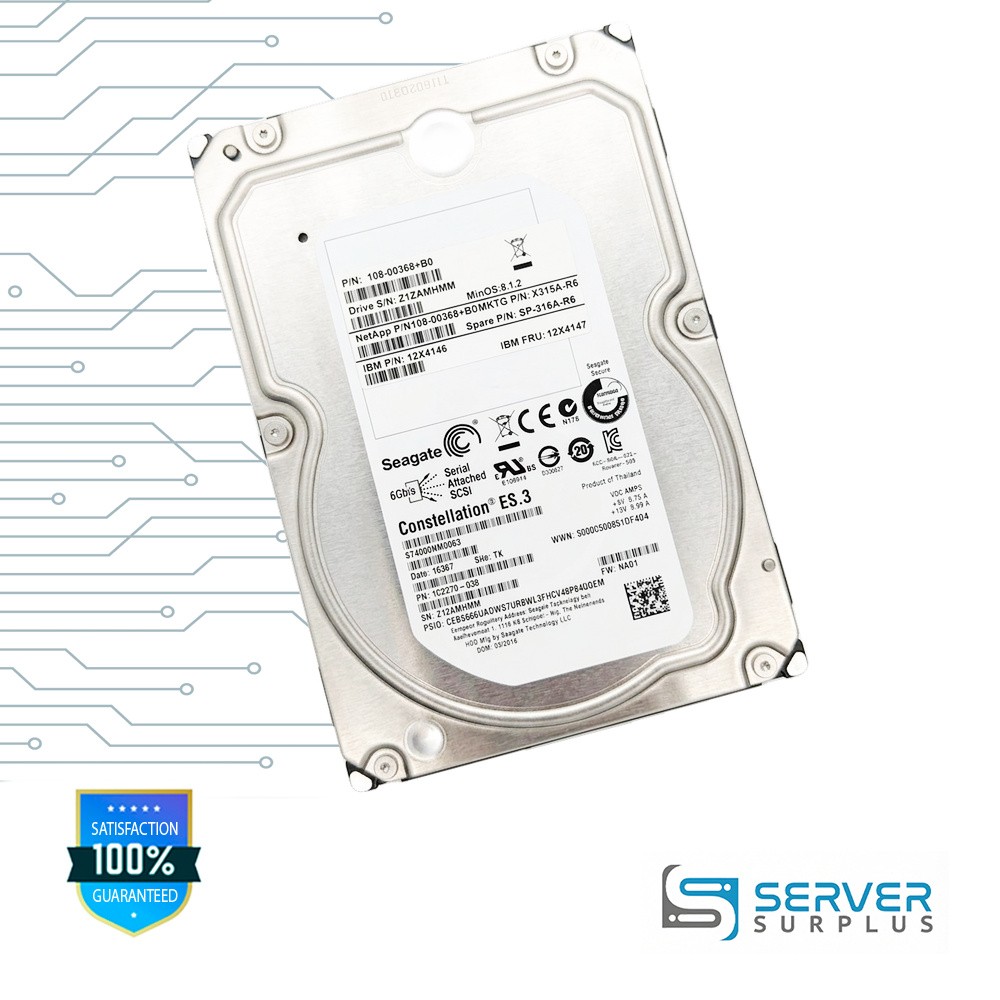 NetApp Constellation ES.3 4TB SAS 6Gb/s 3.5 in Enterprise HDD | 108-00368+B0