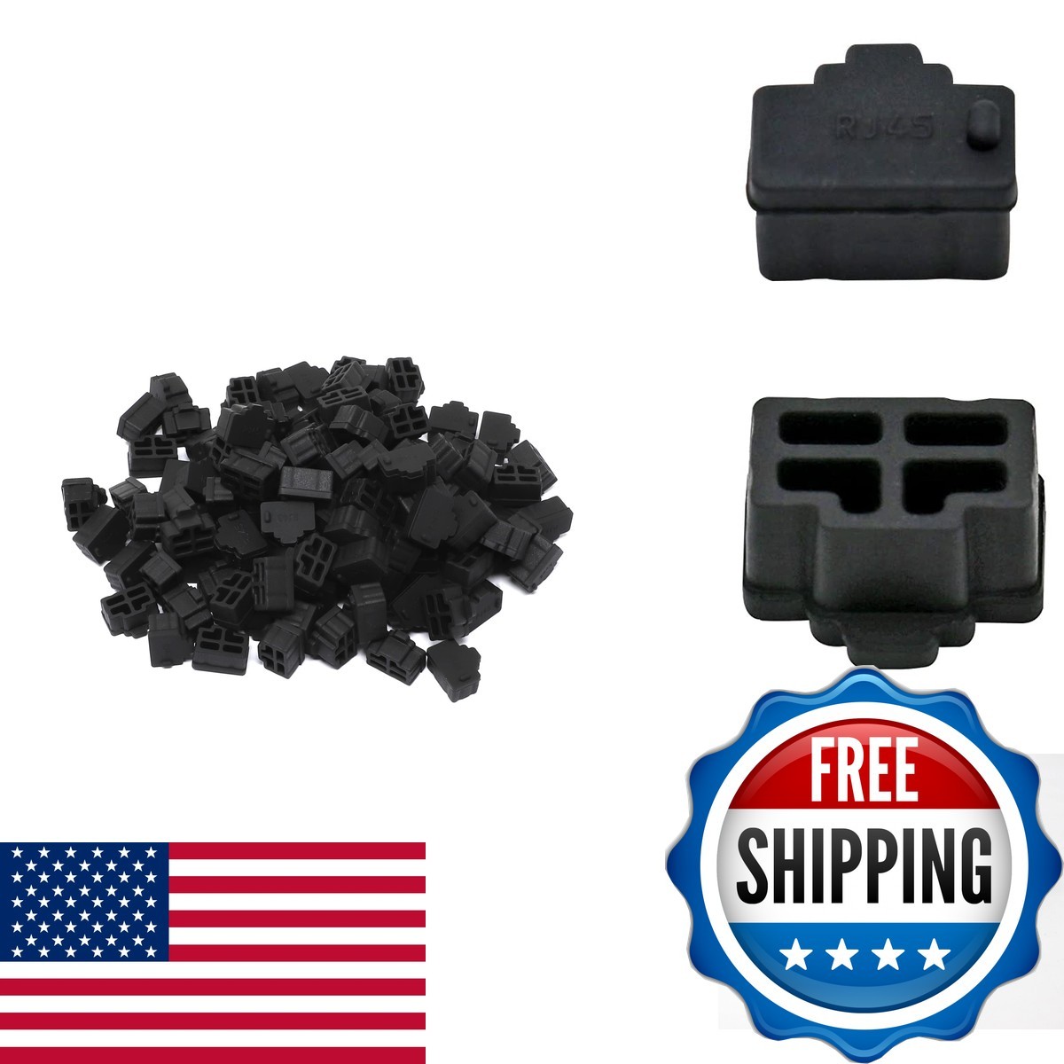 iexcell 125 Pcs Black Silicone RJ45 Anti-Dust Cover Caps for Female Port Devices