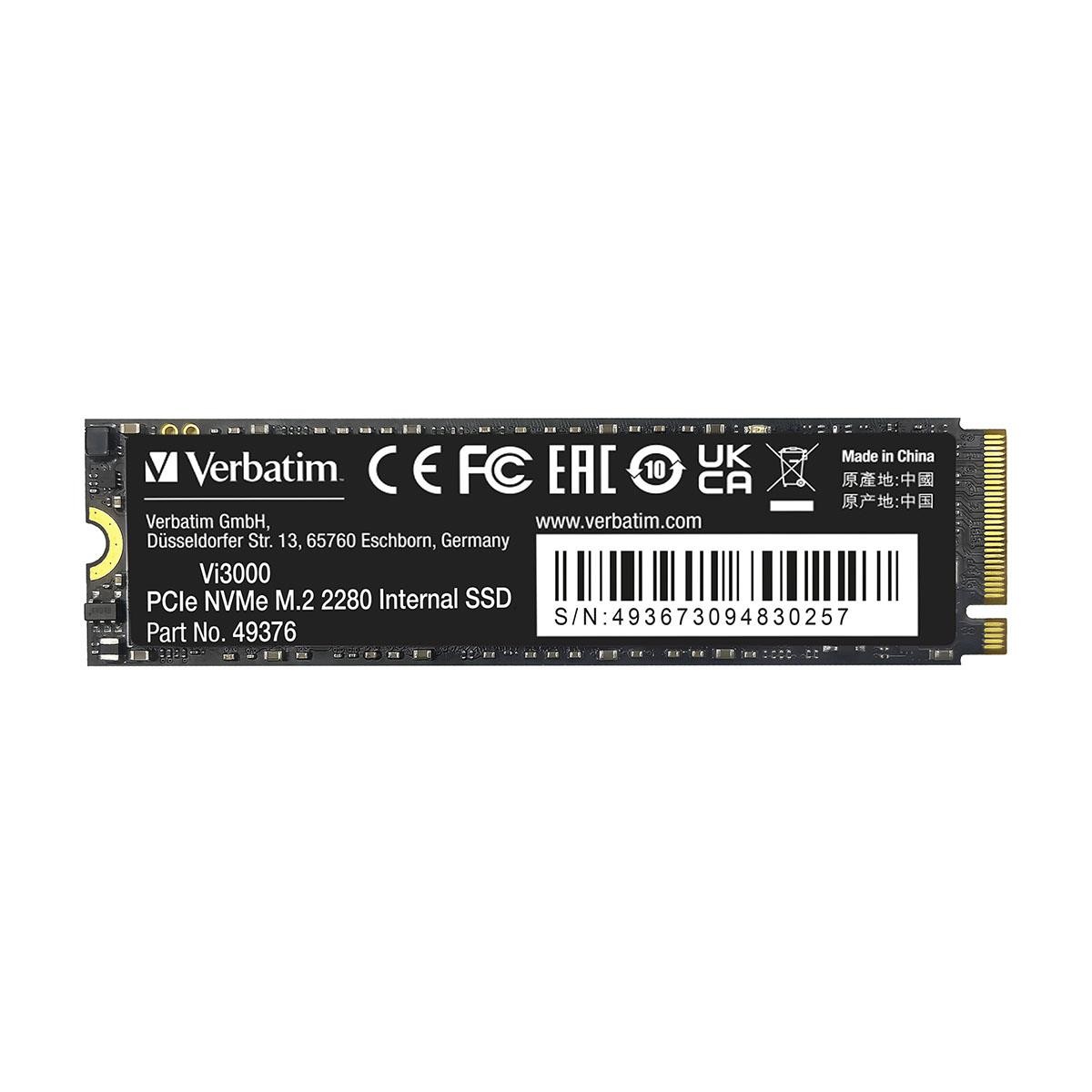 Dysk Verbatim Vi3000 512GB M.2 2280 PCIe Gen3 NVME (3300/2500MB/s) Verbatim SSD
