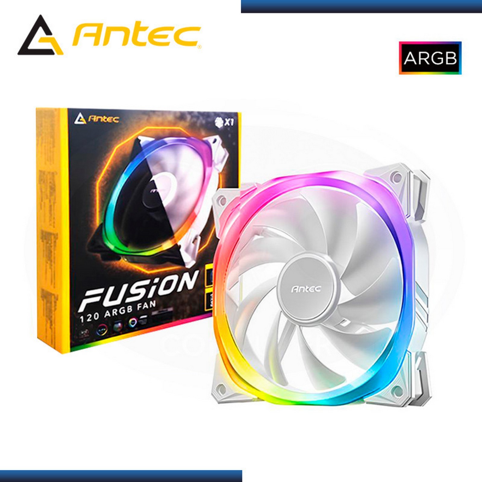 ANTEC FUSION 120mm ARGB PWM WHITE Fans 5-Pack + ARGB Controller - NEW