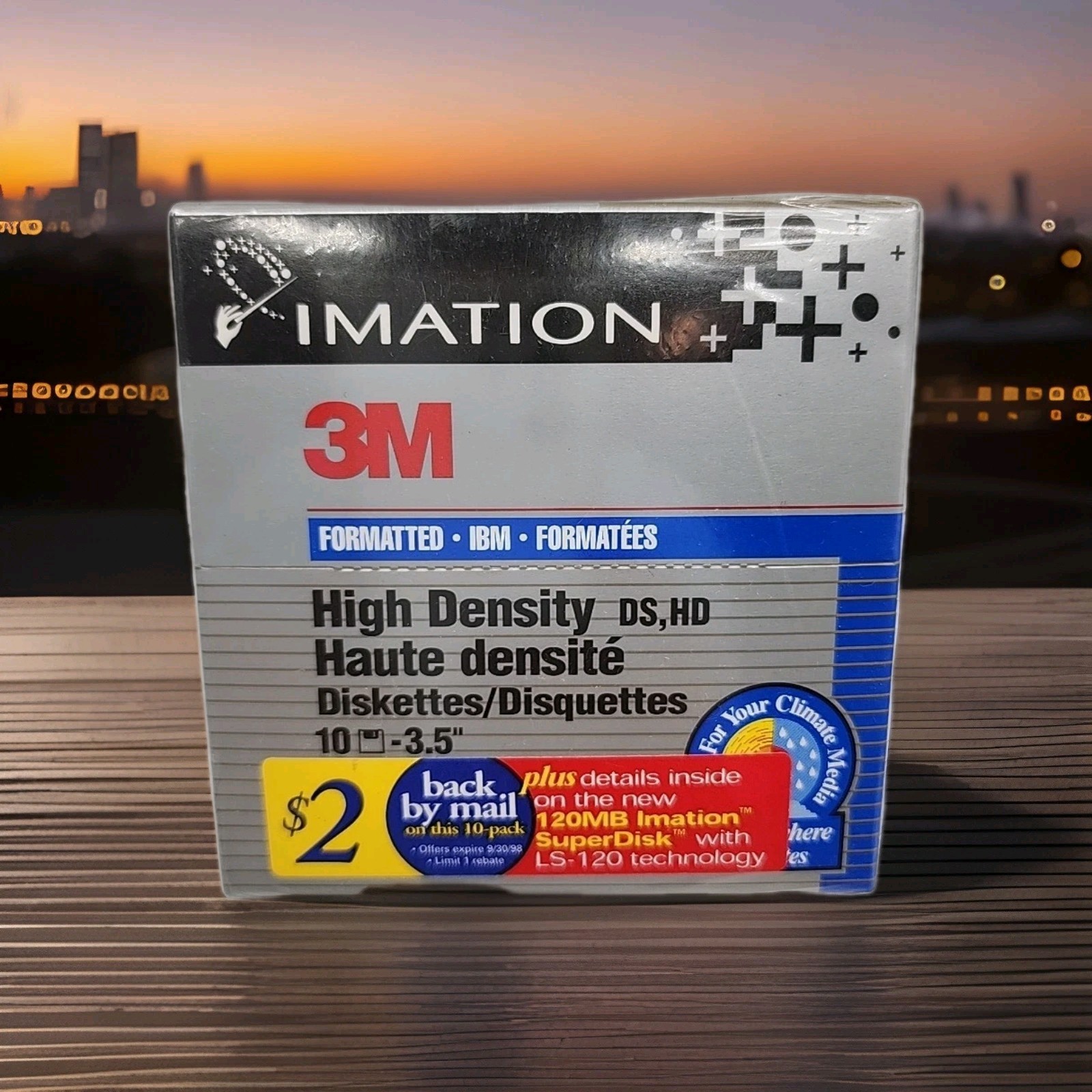 Imation 3M Double Density 3.5" Floppy Disks box 10 Diskettes 1997 Sealed