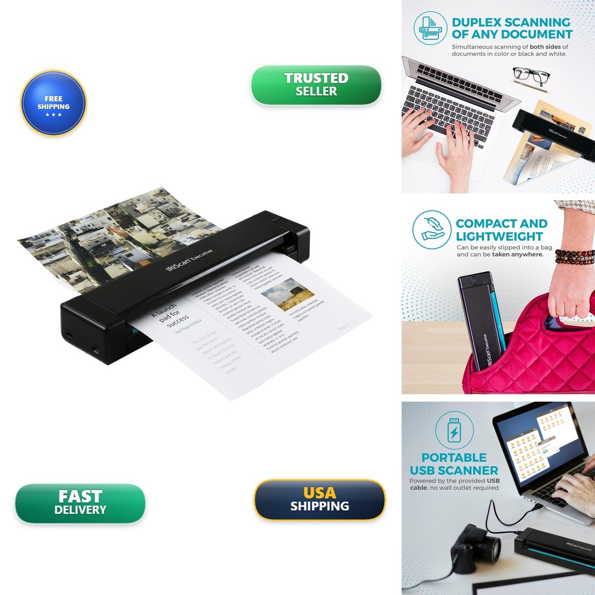 IRIScan Executive 4 Pro Black 8PPM USB Duplex Scanner for Windows