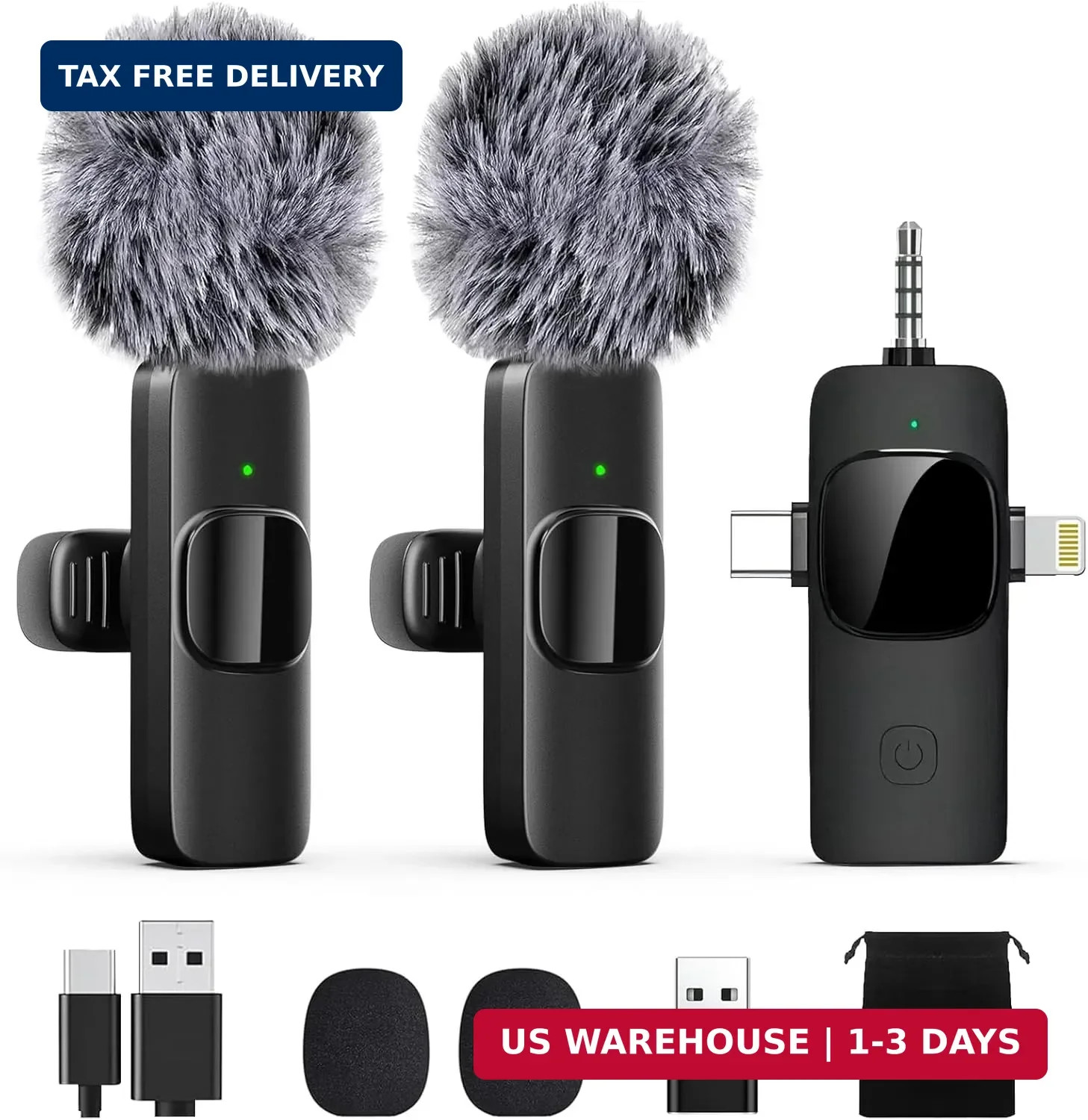 Professional Wireless Lavalier Lapel Microphone for iPhone, iPad, Mini Video Rec