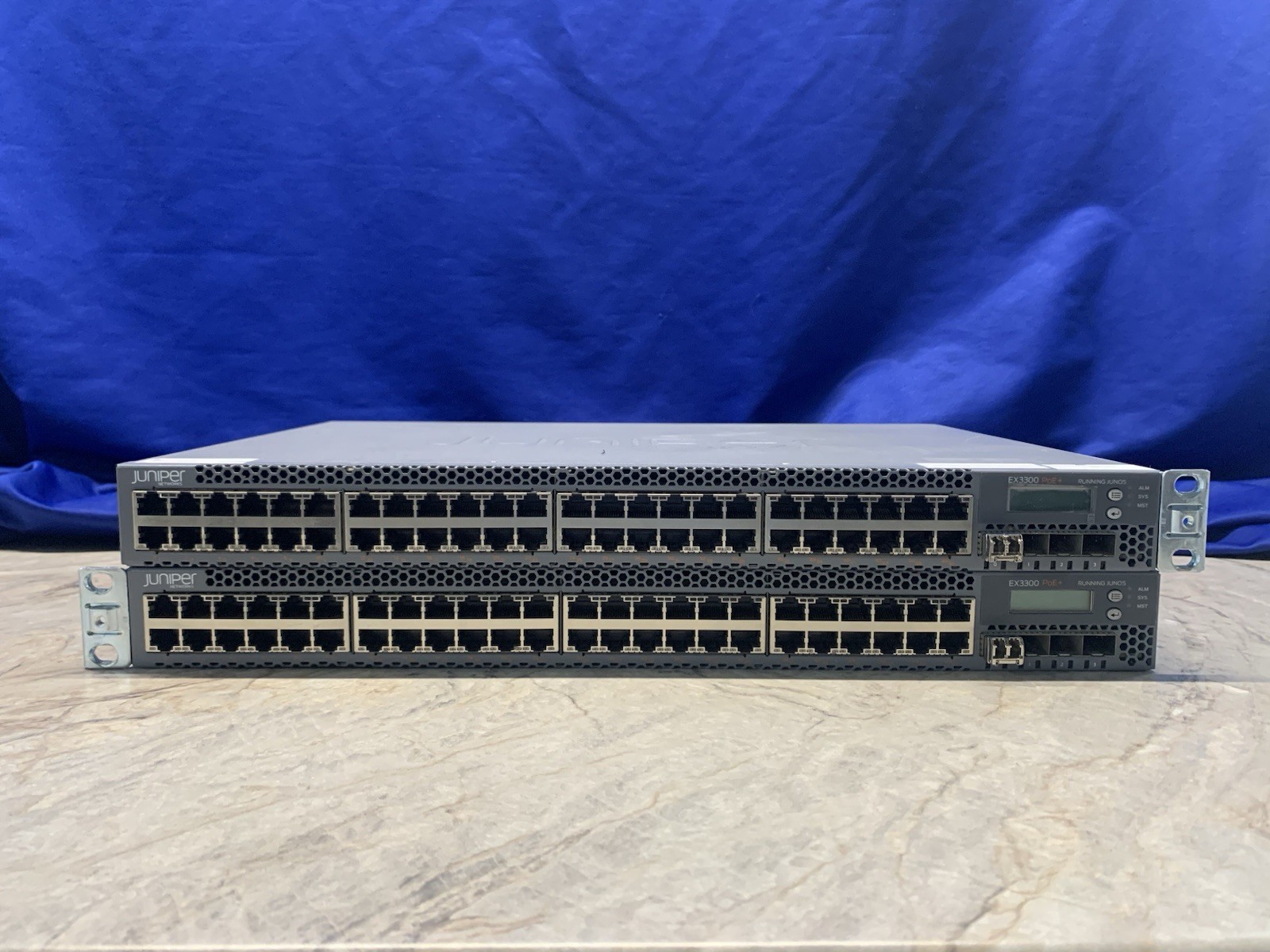 Juniper EX3300-48P PoE+ 48-Port Gigabit Ethernet Switch Lot of 2 - Both Power On