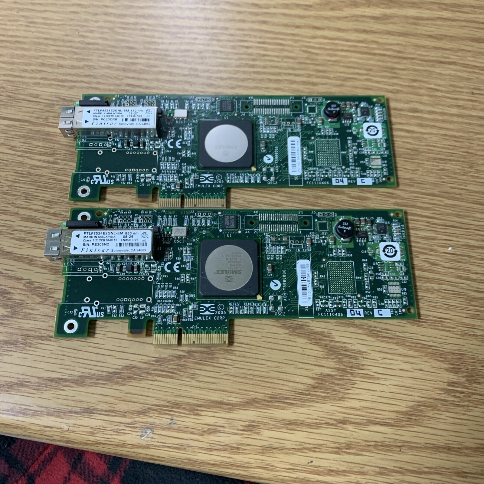 Lot Of 2 HP Emulex 397739-001 Fiber Channel 2-Port NIC Network Adapter Card