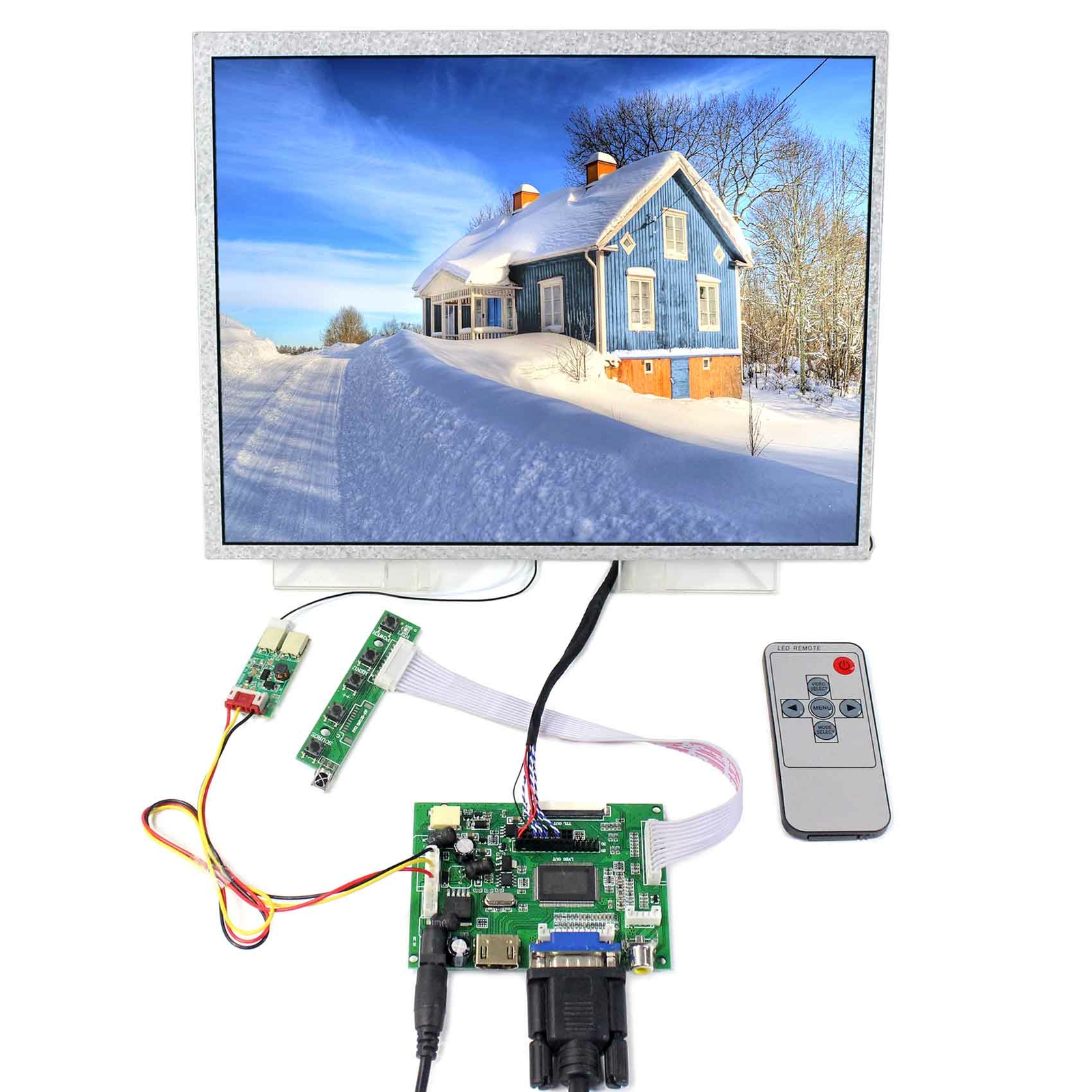 HD VGA AV LCD Controller Board With 12.1" 1024x768 LED Backlight LCD Screen
