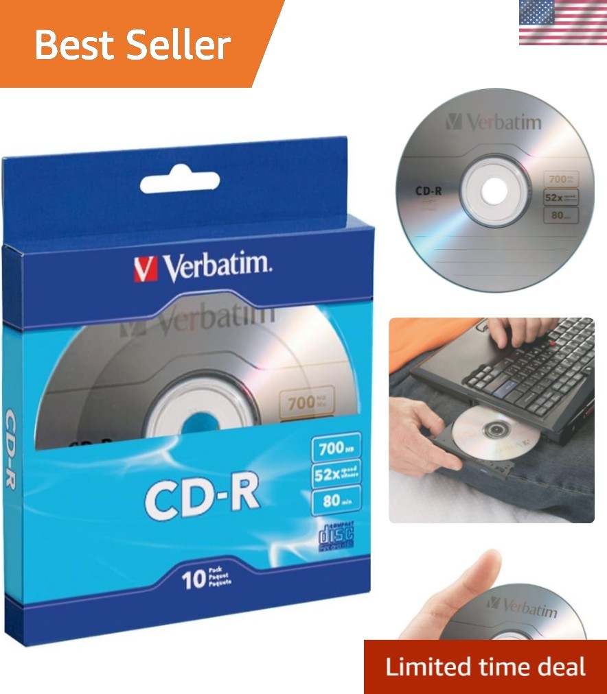 Reliable 10-Pack Verbatim CD-R Discs 700MB - Ideal for Music, Images, and Data