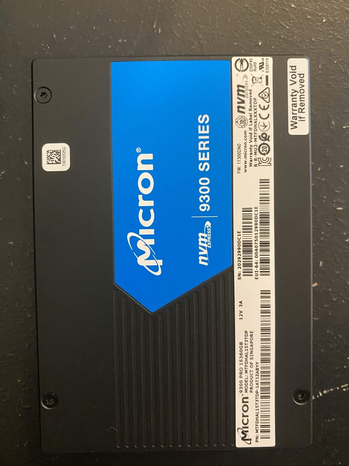 Micron 9300 PRO 15.36TB MTFDHAL15T3TDP PCIe Gen 3.0 x4 3D TLC U.2 NVMe 2.5" SSD