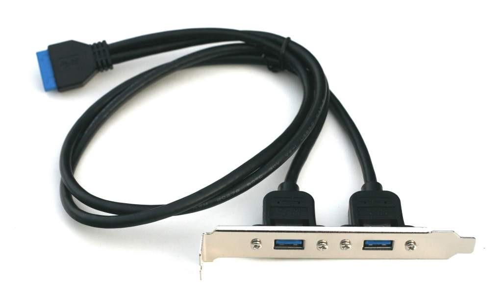USB 3.0 Panel Mount Dual Port to 20 Pin Motherboard header Cable 24in