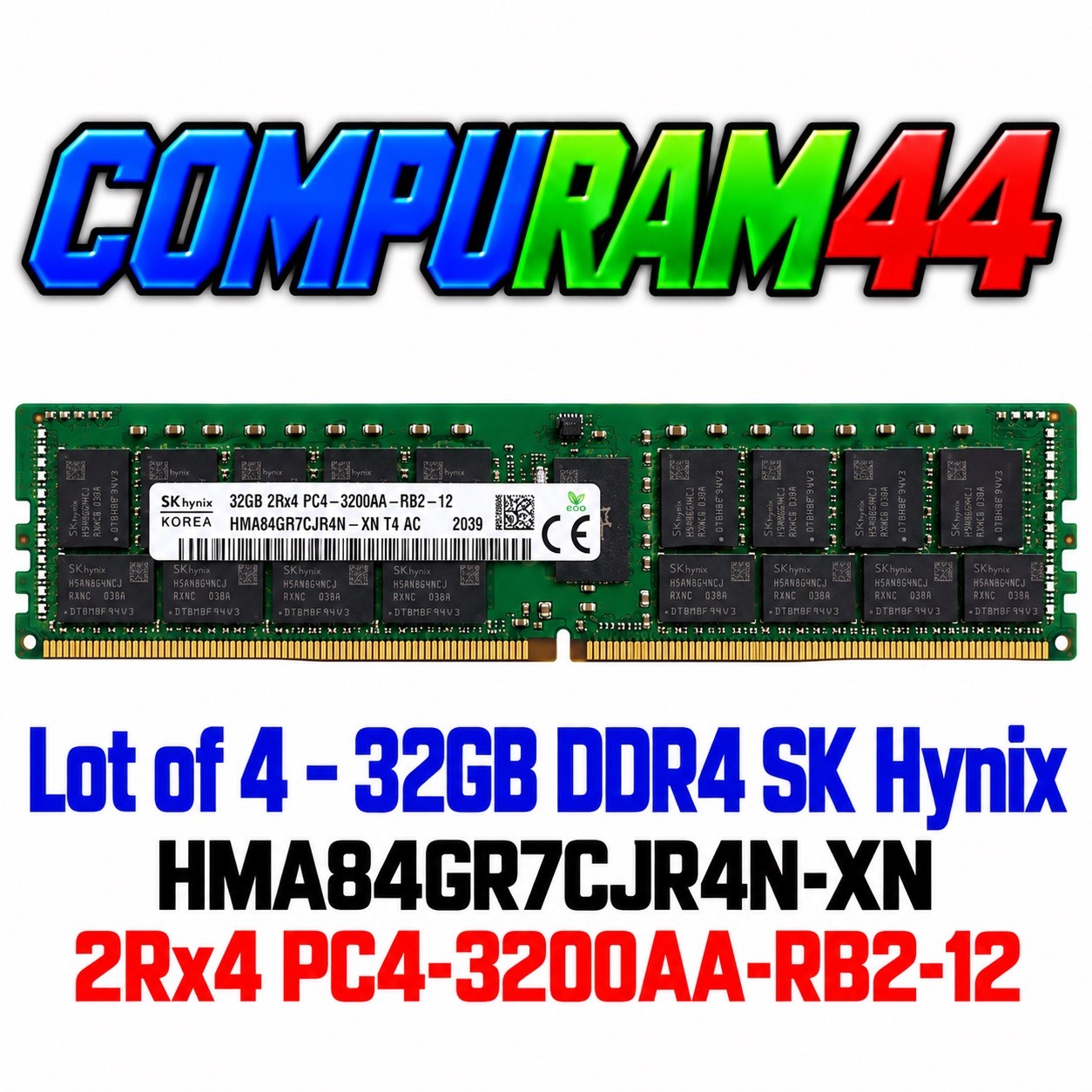 Lot 4x SK Hynix 32GB DDR4 HMA84GR7CJR4N-XN 2Rx4 PC4-3200AA ECC Server RAM RDIMM