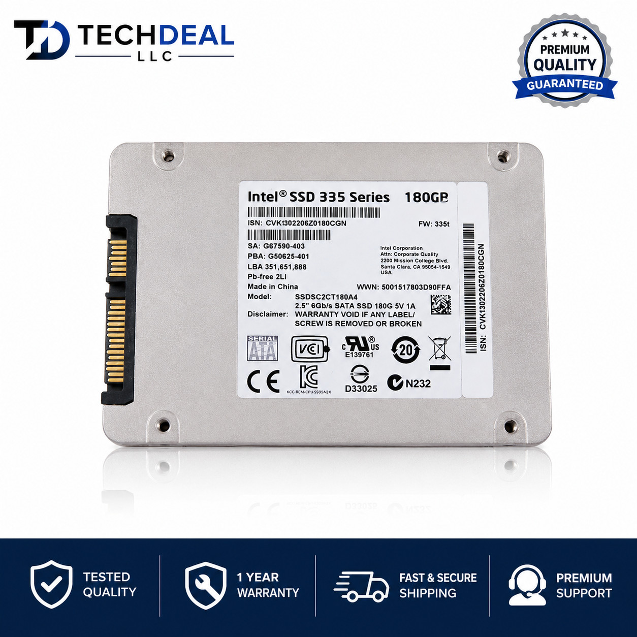 Intel SSD 335 Series 180GB SATA-III 2.5"  9.5mm 6Gb/s SSD - SSDSC2CT180A4