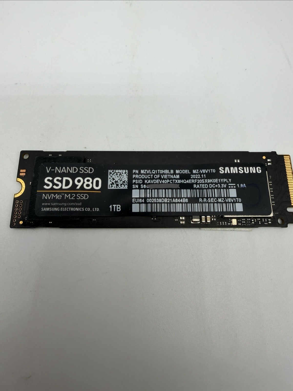 Samsung 980 1TB NVMe M.2 2280 PCIe Gen3 SSD