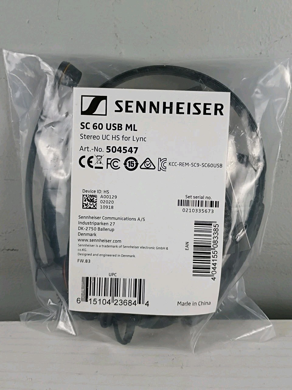 Sennheiser Epos SC 60 USB ML Double Sided Headset  Headphones - Black