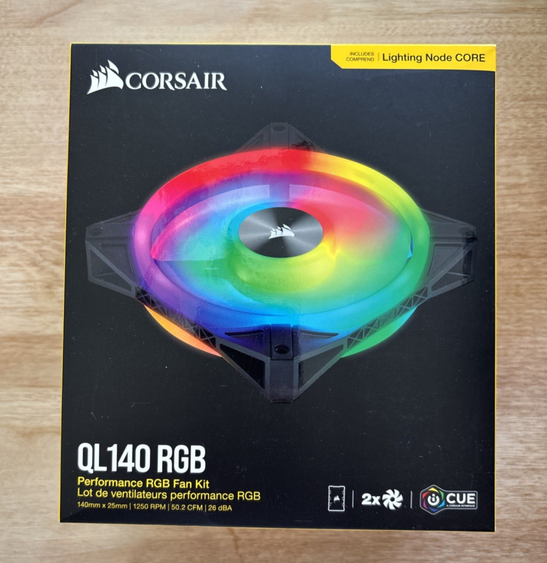 Corsair QL140 RGB 140mm Dual Fan Kit w/ Lighting Node CORE Black NEW