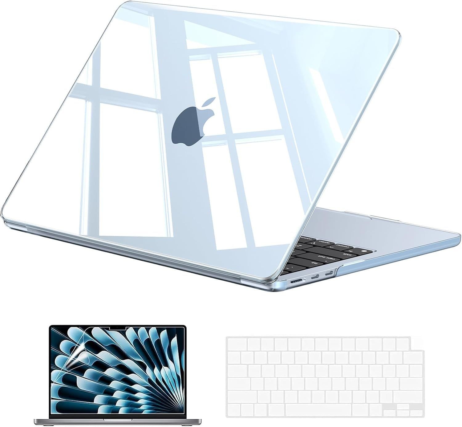 Case for MacBook Air 15 inch M5 M4 M3 M2 2026-2023, Crystal Sky Blue, Sturdy