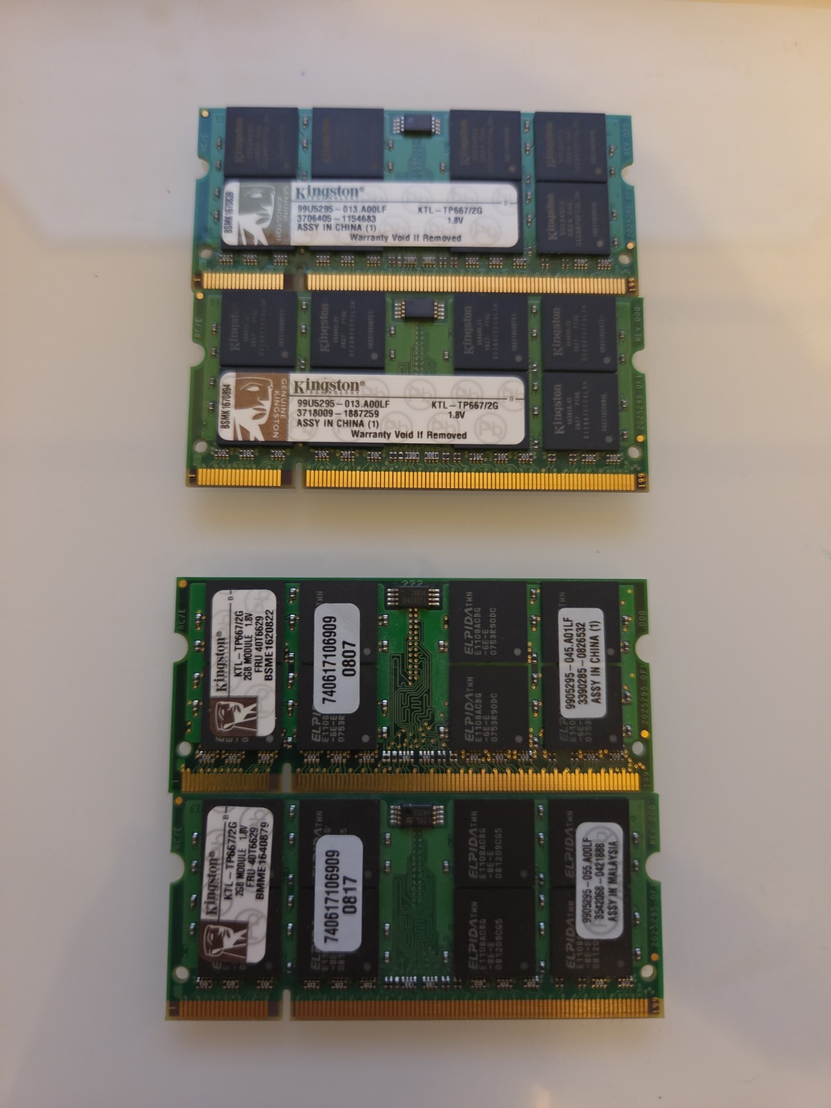 Kingston 4GB (2x2GB) DDR2 667MHz PC2-5300 SO-DIMM Laptop RAM KTL667/2G
