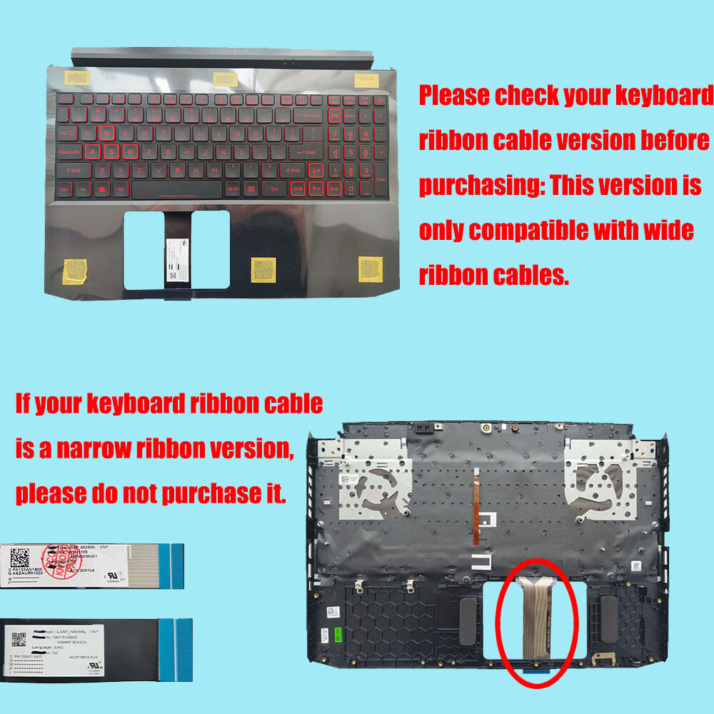 New For Acer Nitro AN515-44 AN515-55 Palmrest Backlit Keyboard 6B.Q7KN2.033 US