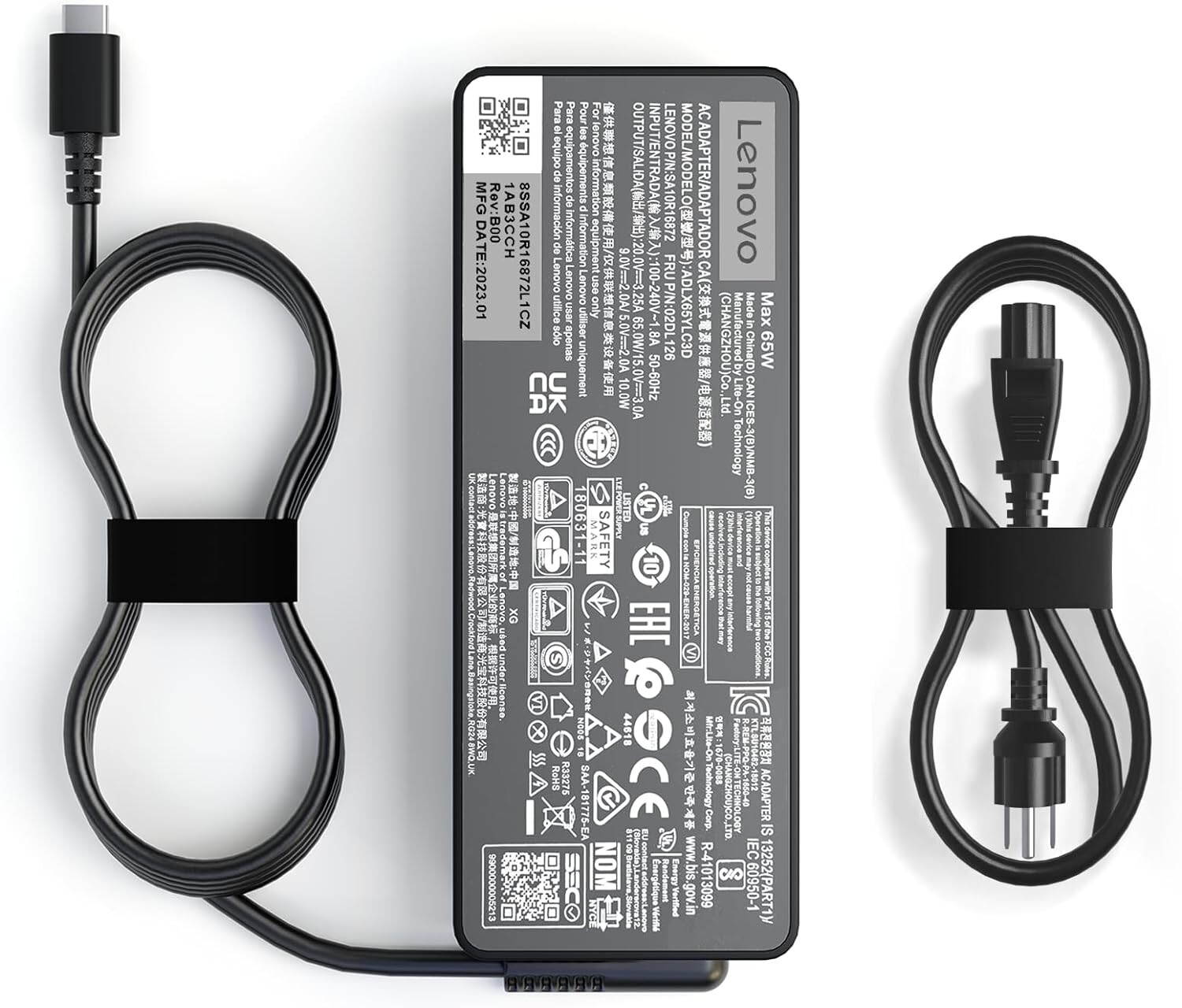 Original Genuine Lenovo 65W USB Type-C Charger Adapter ADLX65YCC3A 20V - Black