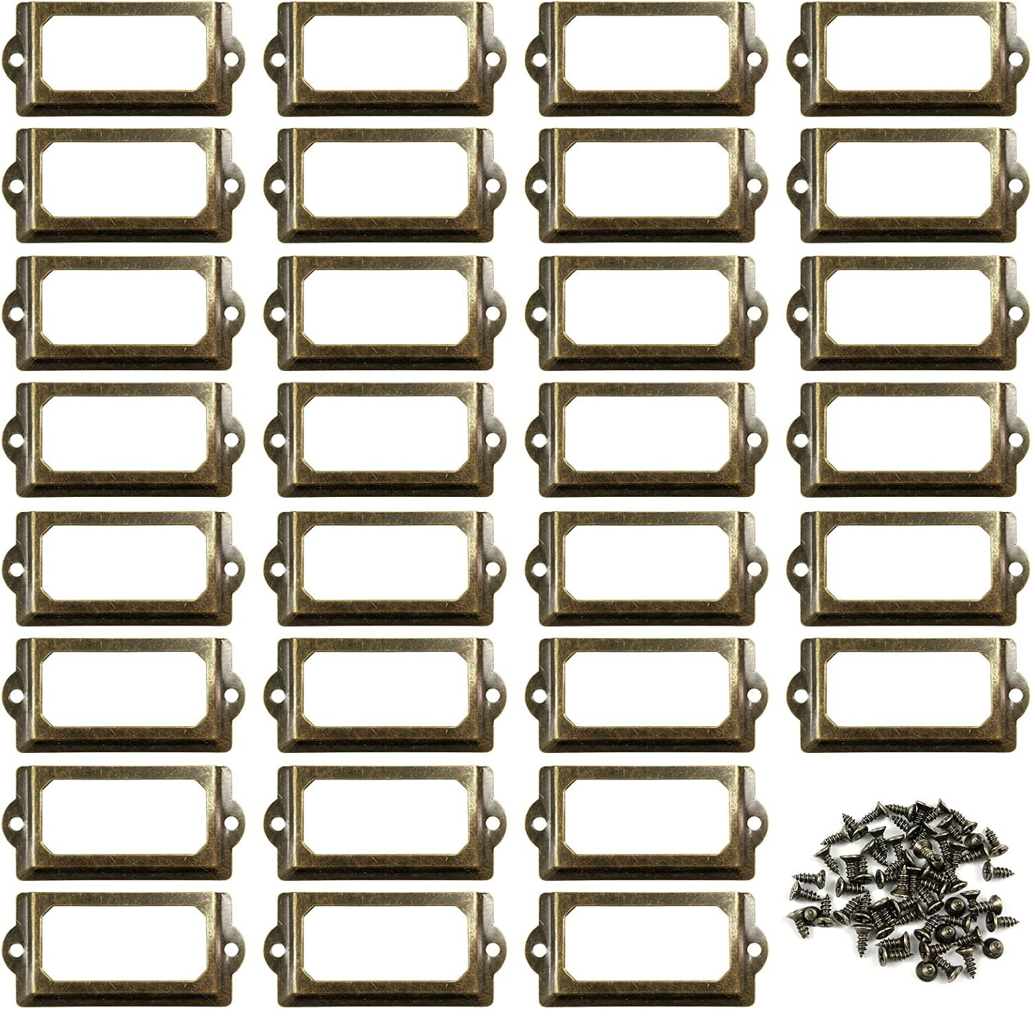 Antique Label Holder 2.4" X 1.3" Metal Name Card Frame for Office 30Pcs Bronze