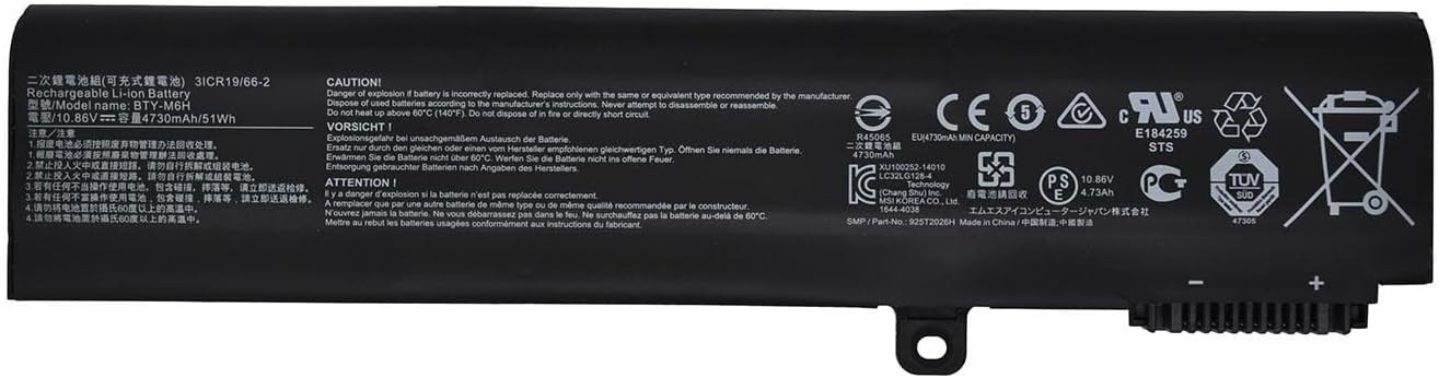 BTY M6H Laptop Battery for MSI GE62 GE63 GE72 GP62 GP72 GL62 GL72 GP63 GE75